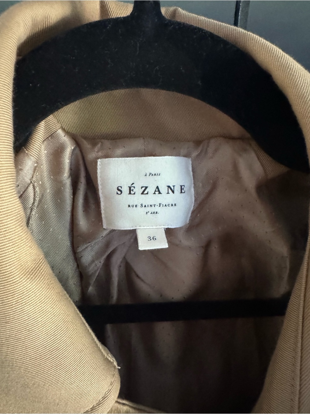 Sezane tan trench coat with brown lining - Picture 3 of 5